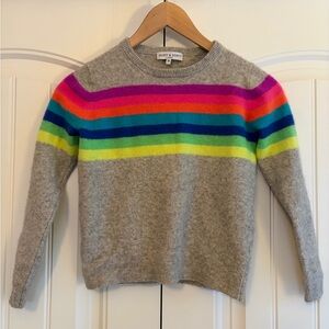 Scott & Scott London Kids 100% Cashmere Sweater Jumper Gray Stripes‎ Size M
